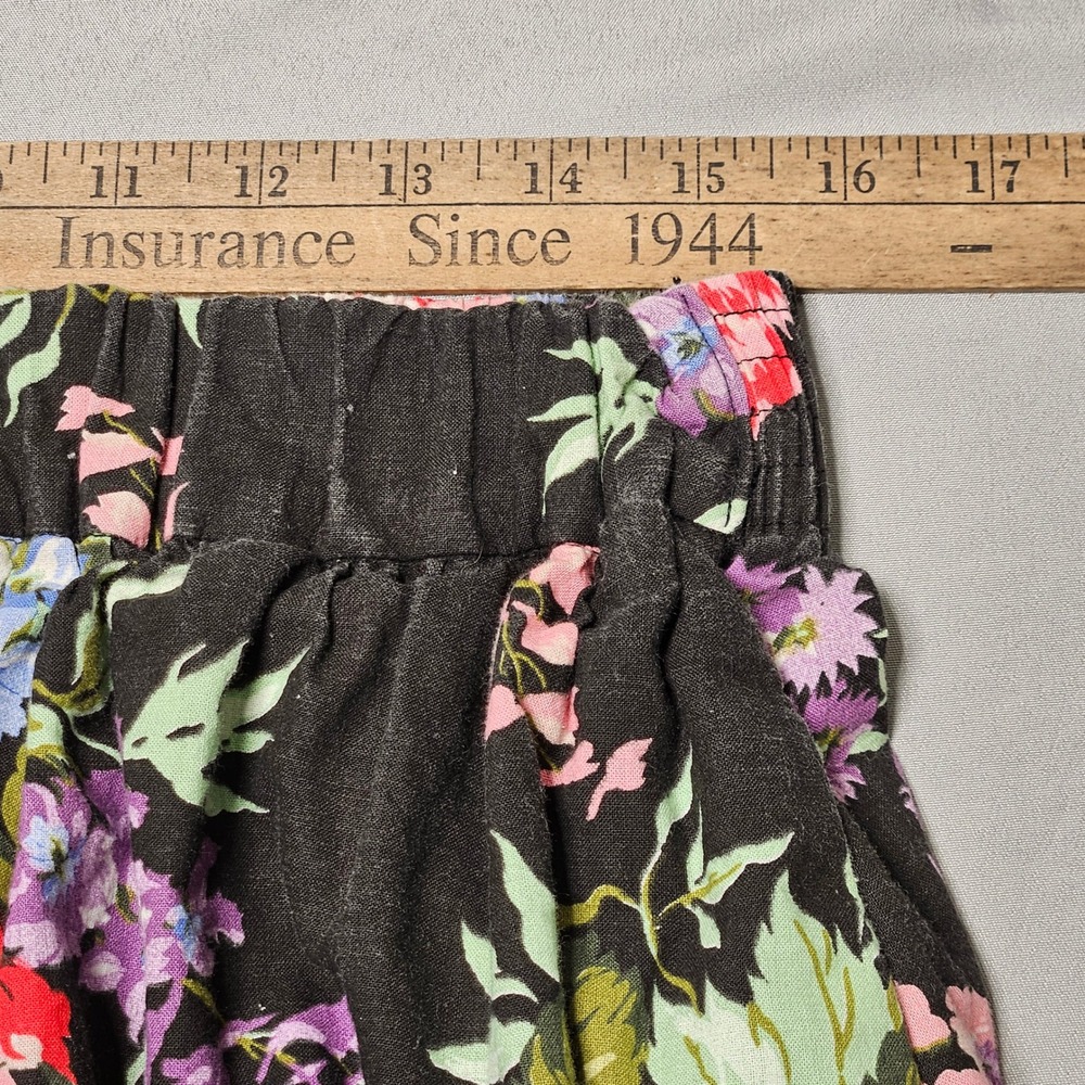 Vtg Apostrophe Maxi Skirt Women 22W Black Floral Cotton Elastic Waist Pocket USA - Picture 3 of 8